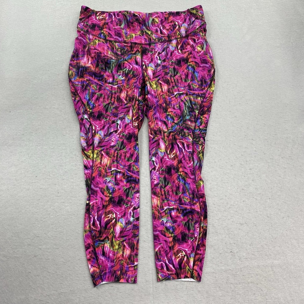 Lululemon Pants Womens 16 Pink Base Pace High Rise Tight Crop Athleisure Running